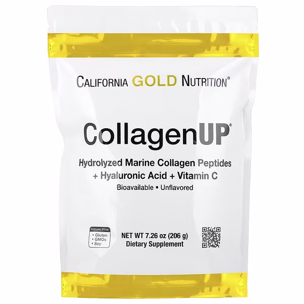 California Gold Nutrition, CollagenUP®, Hydrolyzed Marine Collagen Peptides with Hyaluronic Acid and Vitamin C, Unflavored, 7.26 oz (206 g)