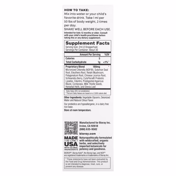 Bioray, Kids, NDF Focus, Naturopathic Probiotic Drops, Citrus, 2 fl oz (60 ml) - Image 2