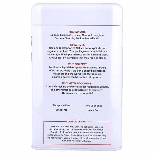 Nellie's, Laundry Soda, 100 Loads, 3.3 lbs (1.5 kg) - Image 2