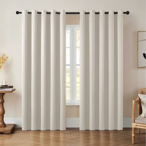 Pair of Solid Colour Polyester Blackout Curtains
